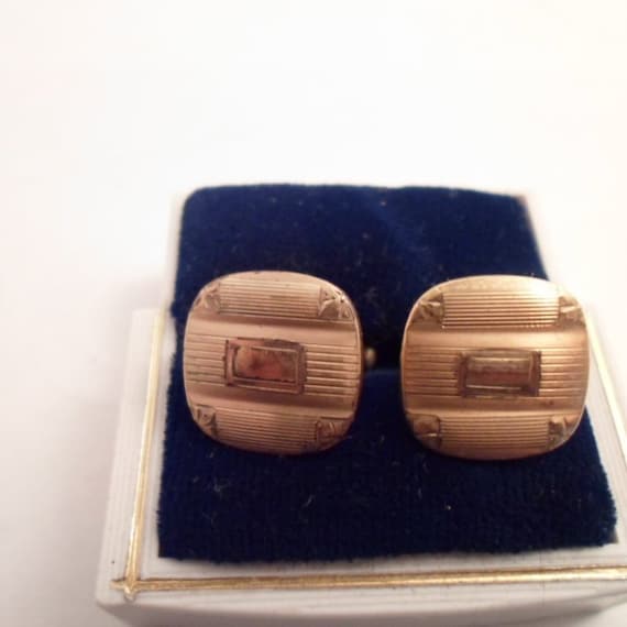 Vintage Antique Art Deco Swank Gold Filled marked Cufflinks Impressive Style