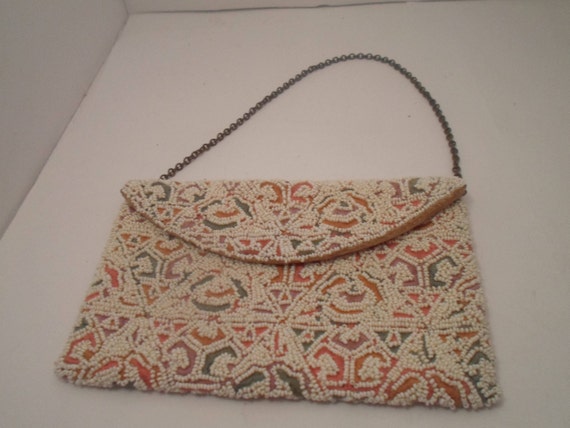 Antique Bohemian Hand Beaded Purse or Dance Bag Indiana Estate Excellent Condtion Evening purse
