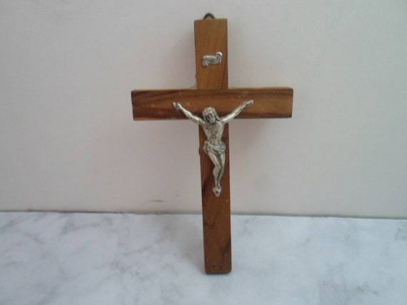 Vintage Wood Cross Small Crucifix Made in Bethlehem Israel