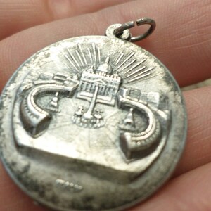 1Catholic medal silver tone Pope charm Joannes Paulus II Pontifex Maximus Pope John Paul II image 2