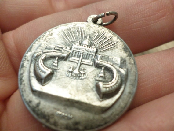 1"Catholic medal silver tone Pope charm Joannes P… - image 2