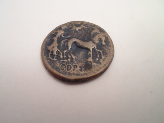 Vintage Faux Ancient Cesar Roman Coin Collect or Re Purpose for Pendant Interesting