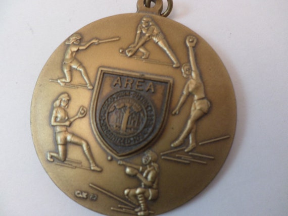 2" brass vintage 80's Chicago Parks area sports medal junior 1987 Charm