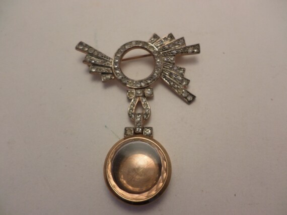 Fabulous Gold Plated Sterling Art Deco Watch FOB pin amazing design