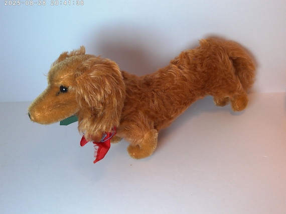 Early Vintage Mohair Steiff dog long haired Dachshund dog toy