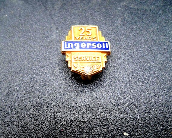 Gold Filled Ingersol Rand 25 Yr Service Pin with Diamond Beautiful