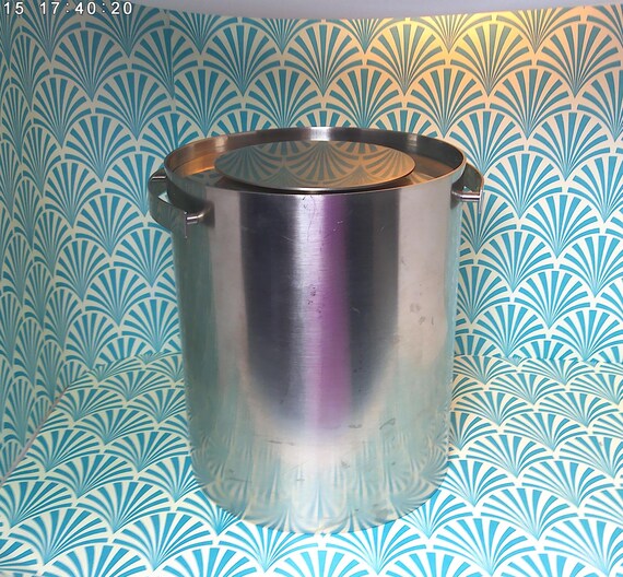 Vintage Arne Jacobson Stelton Denmark insulated ice bucket Cylinda line Mid-Century Modern BOND era bareware