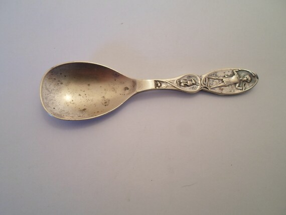 Vintage Antique Peter Pan Silver Souvenir Spoon Baby Adorable Character Boy Rabbit other animals