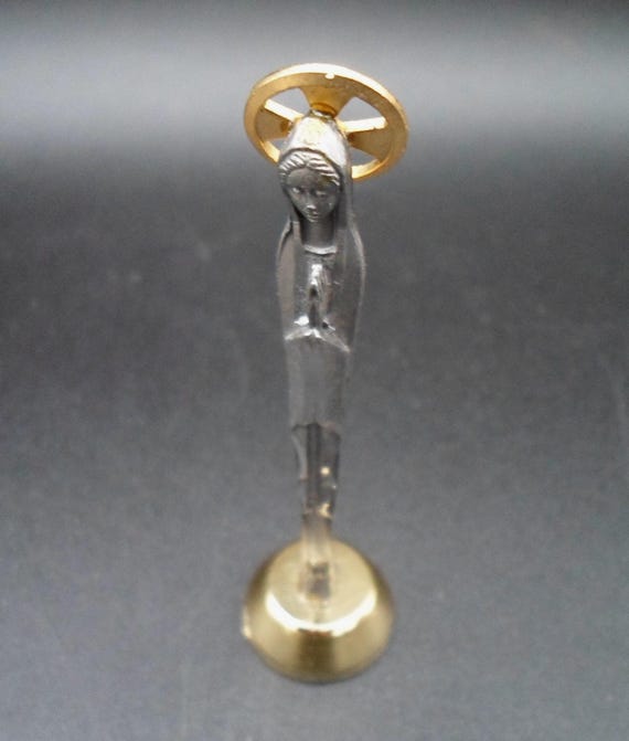 Vintage Car Dash Mini Statue Virgin Mary Metal 3.50" MCM Spiritual Icon Beautiful 1960's