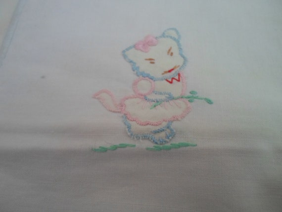 Vintage Child Pillow Cover Adorable Ducks Hand Stitched Mini Applique 1930's