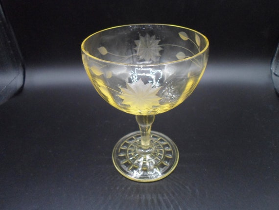 Vintage Canary Yellow Champagne Sherbert Art Deco Era 1930's Gorgeous Color