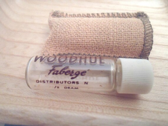 Vintage Faberge Woodhue Perfume Bottle Purse Size in Sleeve Refillable Mini 1940's 50's