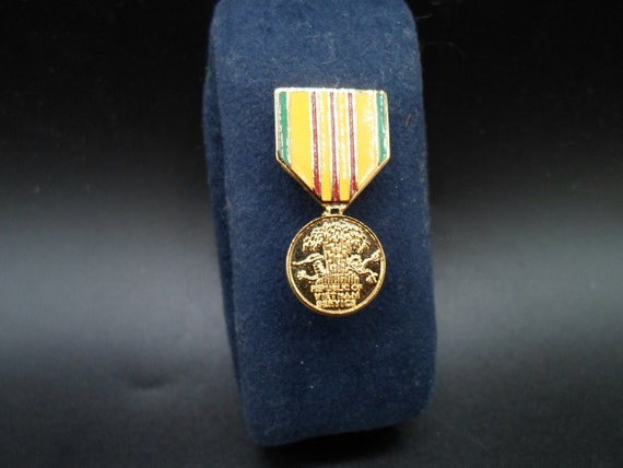 Vintage Vietnam War Brass Hat or Lapel Medal  1"long Mini Award Medal collect or re purpose