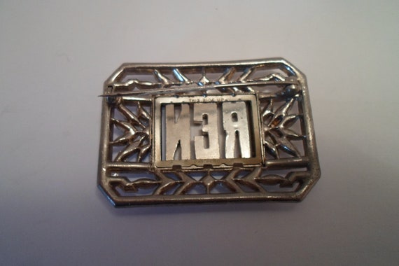 Vintage Art Deco Silver Marcasite Monogram Brooch… - image 6