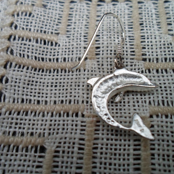 Vintage Sterling Silver Single Dolphin Earring Su… - image 2