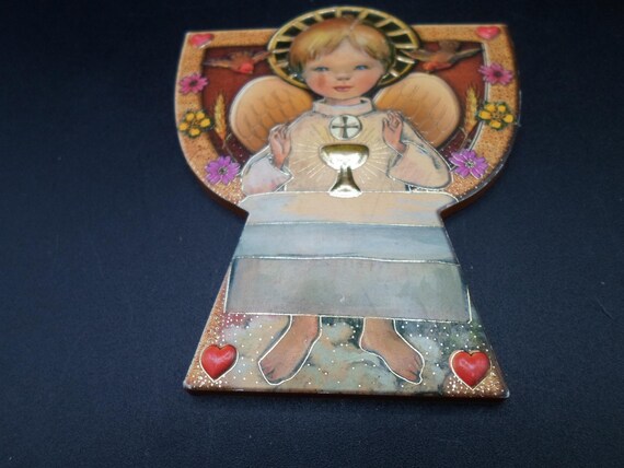 Vintage Angel FARS Italy Wall Hanging Mini Barefoot Angel and Communion Chalice 1980's