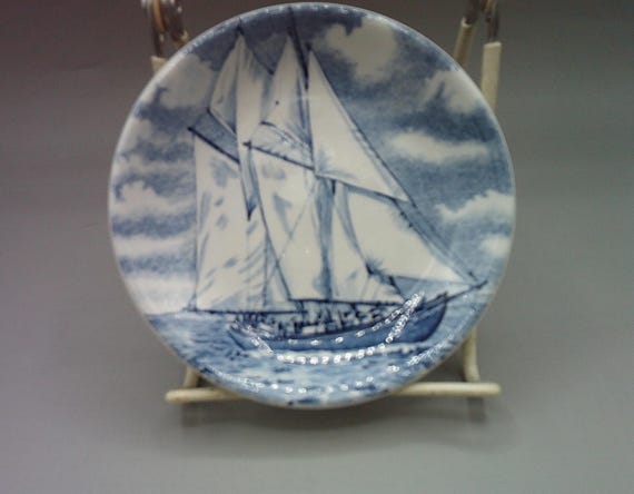 Bluenose II Fishing Schooner Souvenir Plate 4" Wood and Sons Staffordshire Ironstone
