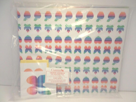 Deadstock PRIDE unopened 1983 Vintage rainbow wrapping apple butterfly heart current WOW!
