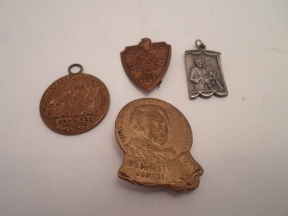 Vintage Group of Sterling Brass Copper Pins and Medals 1938 thru 1964 Collect or Re Purpose Sterling Land of Lincoln