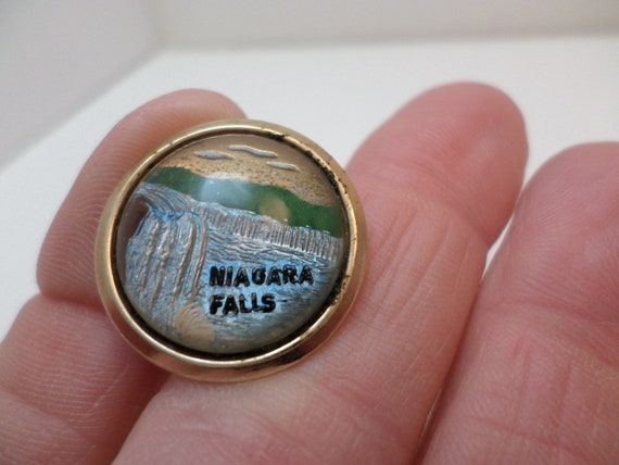 Vintage 1940s reverse painted dome Niagara Falls cuff links