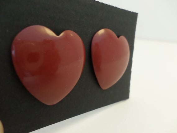 80's Red heart earrings 1" so cute!