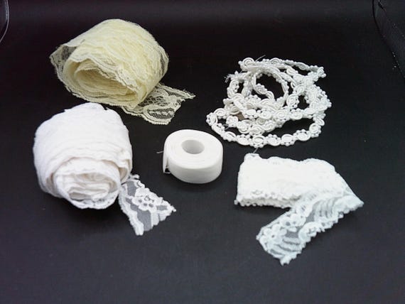 Vintage Lace Sewing Remnants Bits and Bobs Nice for your craft projects.