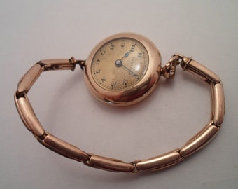 Antique 1920's Gold Filled Patterson Ladies Wrist Watch Engraved name Large Face not working
