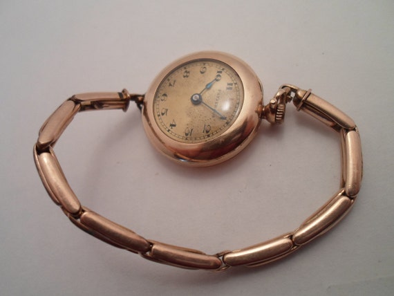 Antique 1920's Gold Filled Patterson Ladies Wrist Watch Engraved name Large Face As is