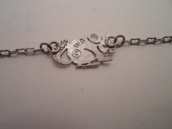 Vintage WWII Era Ankle Bracelet Silvertone Squirrel Figure Charm Unusual Mascot Art Deco influence