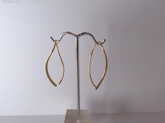 Y2K era abstract drop hoop threader earrings gold plated lovely