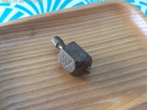 Vintage Brass Tee Totum Spinner: 1930s Game of Take and Put