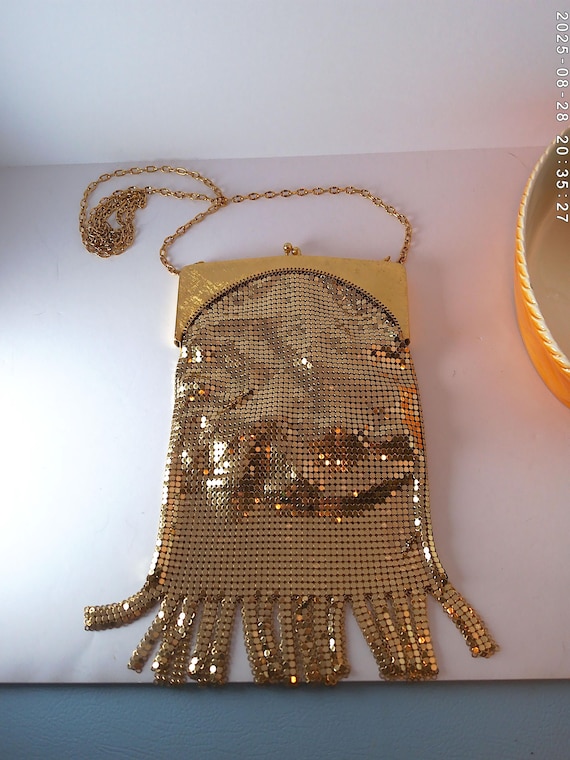 Antique Art Deco Whiting and Davis gold mesh evening bag