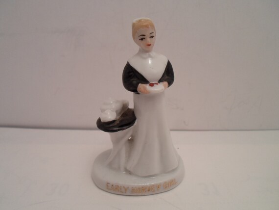 Antique Vintage Souvenir Early Harvey Girl Original Server Figurine Patron of Waitresses First Waitress Adorable Fred Harvey Restaurants