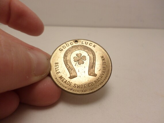 Vintage Good Luck Coin Advertising Excelsior Medal Shoe for boys