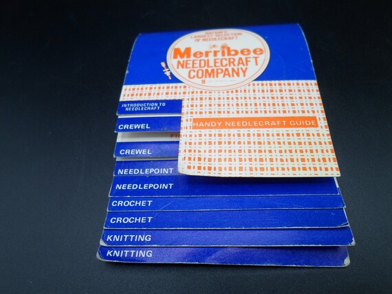 Vintage Merri bee Needlecraft Booklet Needlepoint crewel knitting crochet Pocket size Textiles