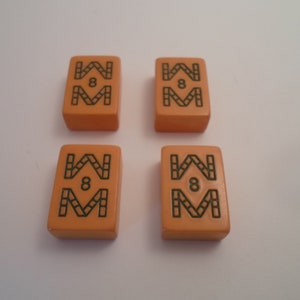 Antique 4 Mahjong Butterscotch Matching Bakelite Game Tiles for Jewelry Making or Collection Bamboo pattern all #8