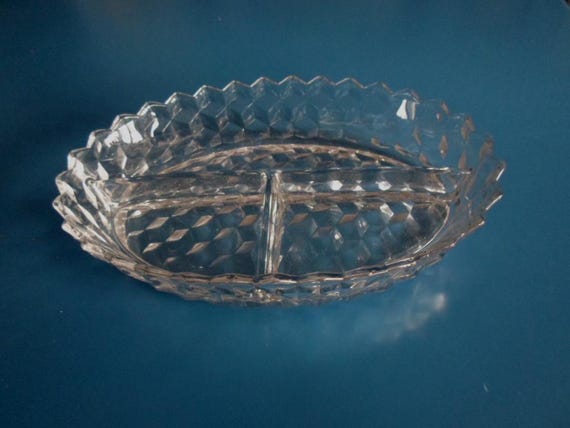 American Oval Divided Serving Bowl Fostoria Glass Multi Uses 10" long! Wonderful Polished Glass