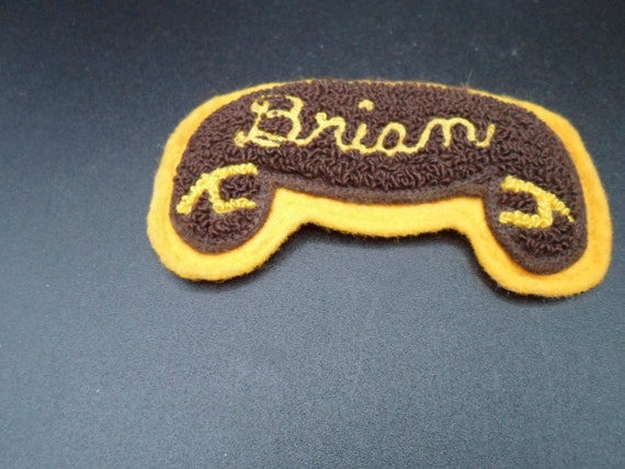 Vintage 1950's Chenille Letterman's Name Tag BRIAN Varsity