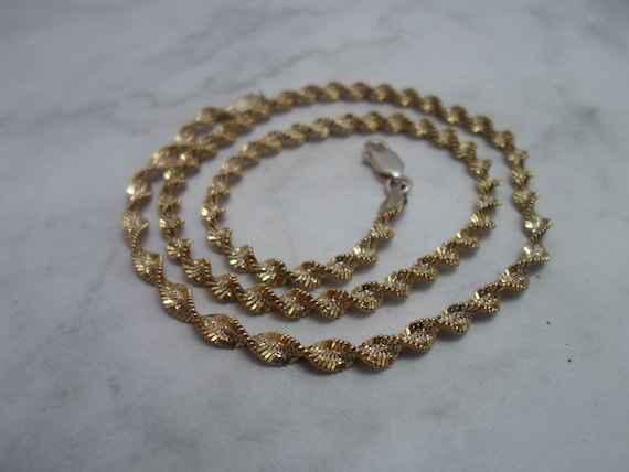 Vintage Sterling Silver Chain Necklace Twisted Foxtail Glistening Light gold and silver tones 1980's