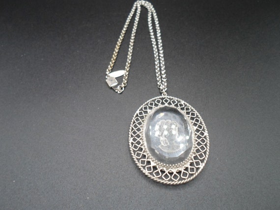 Vintage Cut Crystal Cameo Necklace Whiting and Da… - image 3