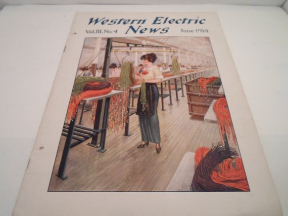 Antique Art Nouveau Original Magazine June 1914 Western Electric News Women Working Forward Industrial Working Woman Great Artwork