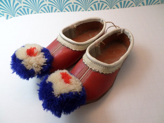 Vintage Antique Greek Ethnic folk dance child shoes Opanke  23