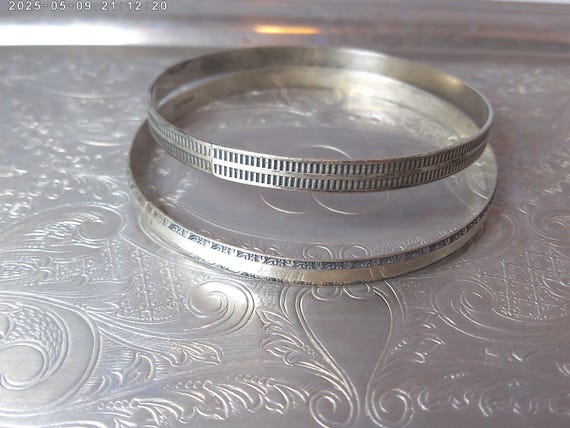 Vintage 50's era sterling stamped sterling silver bangles gypsy souvenir bohemian