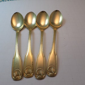 Vintage 70&#39;s Golden Barclay Geneve teaspoons gold tone lovely pattern