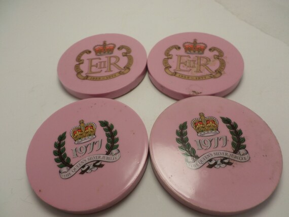 Vintage The queens Silver Jubilee 1952 to 1977 Queen Elizabeth 25 year as queen coasters for tea porcelain