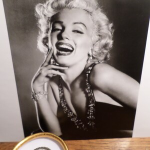 Marilyn Monroe black and white 50&#39;s Diamonds are a girls best friend handmade adjustable brass cool monocle ring