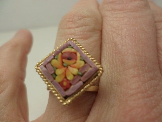Darling authentic mosiac stones ring Vintage 60's Italy souvenir