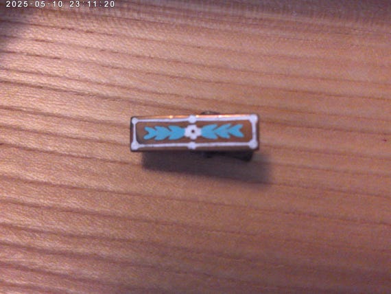 Antique 1920'-30's copper with hand painted flowers clip. unique unisex deco