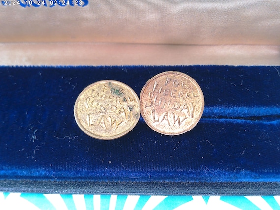 Antique Brass Tone Lapel Studs: Political Protest Cufflinks
