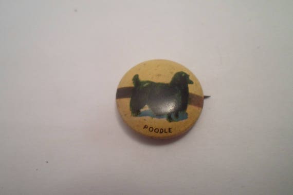 Antique Vintage Orbit Gum 1932 Pinback Button pin Poodle French Poodle Excellent